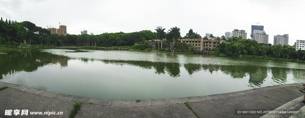 深圳大学文山湖湖水景色