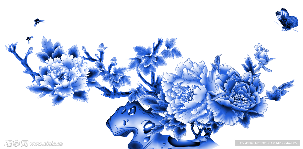 花鸟青花图案