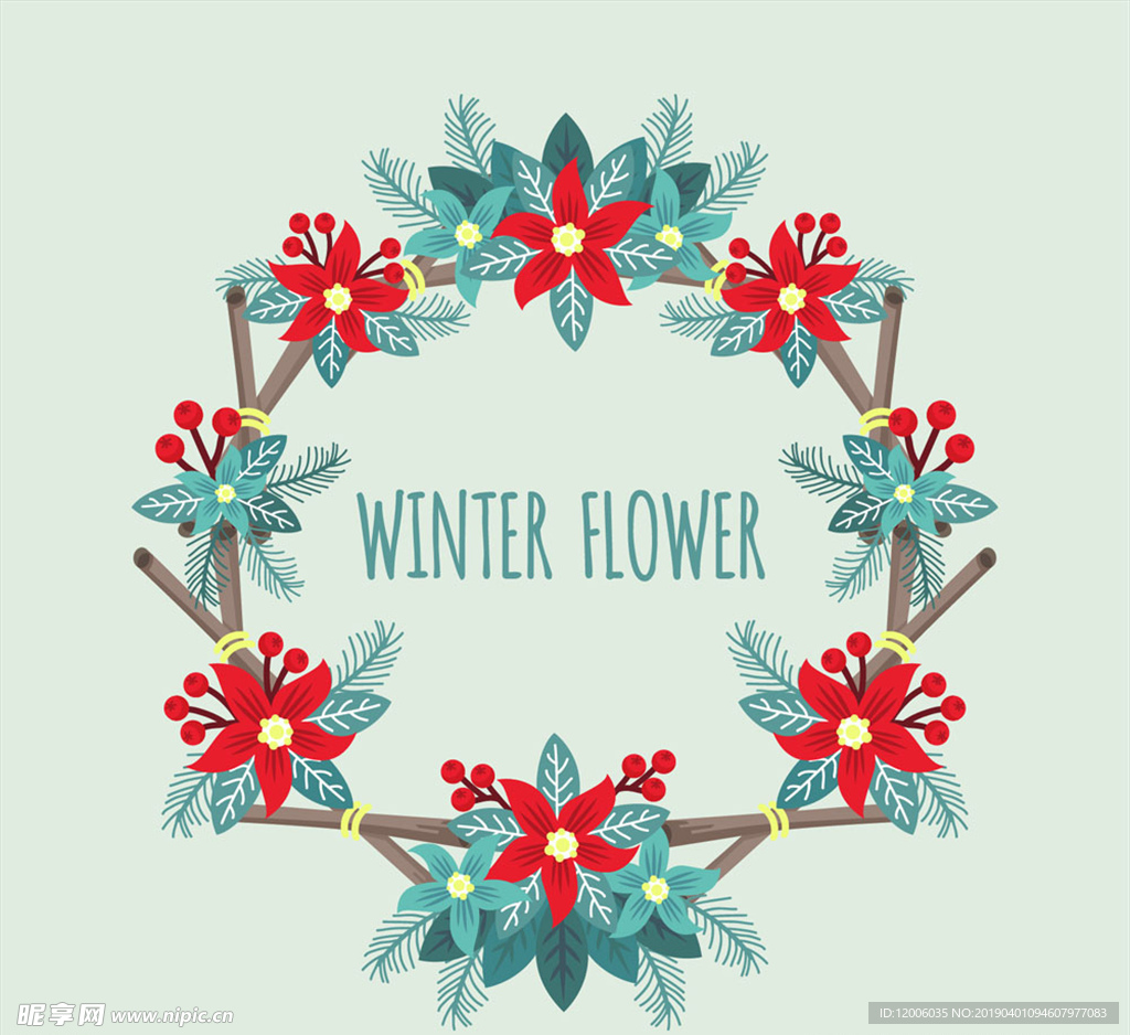 彩色冬季花环设计