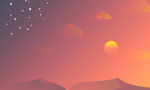 插画夕阳