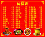 饭店价格表