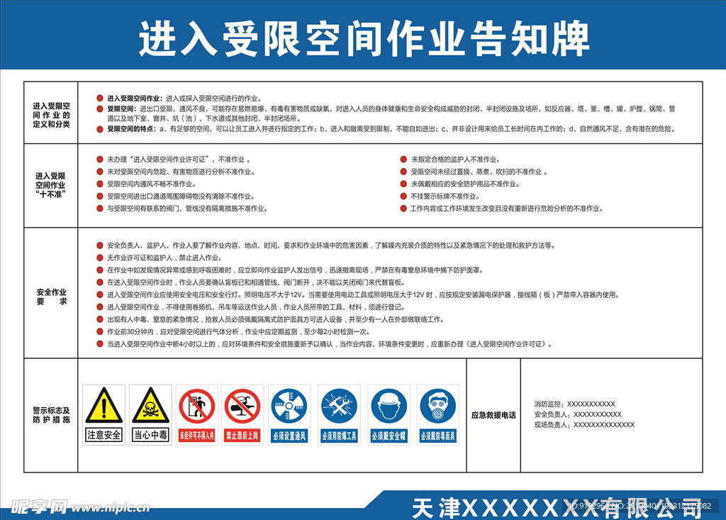 受限空间作业告知牌