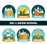彩色滑雪学校标签