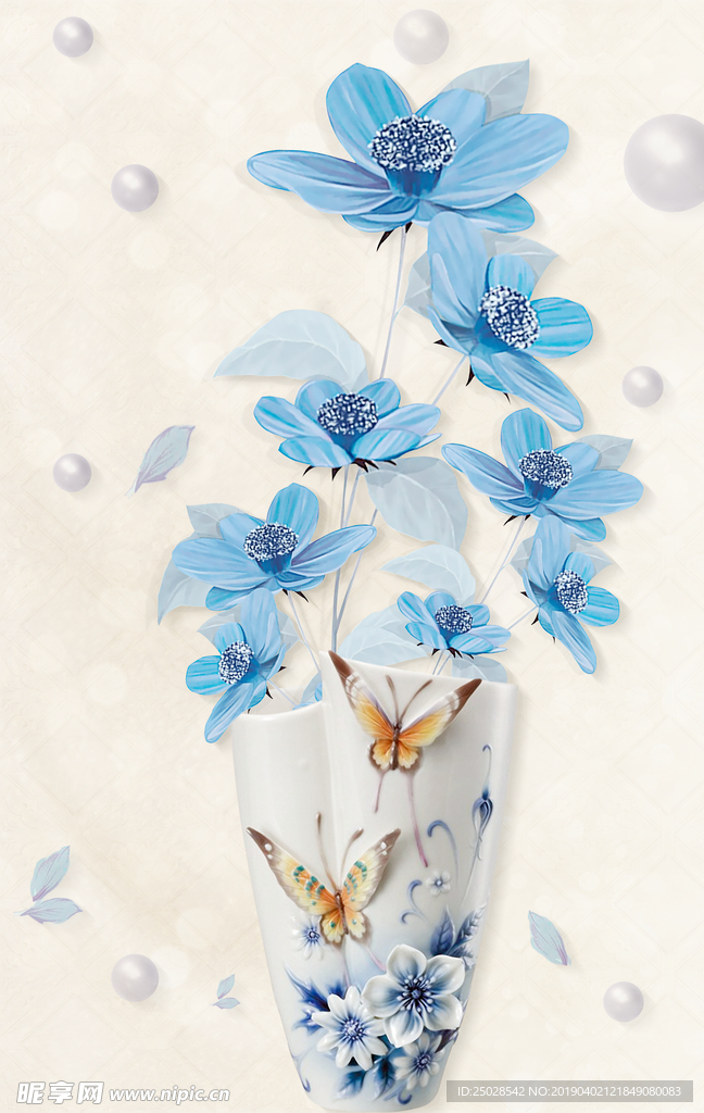 青花瓷花瓶背景