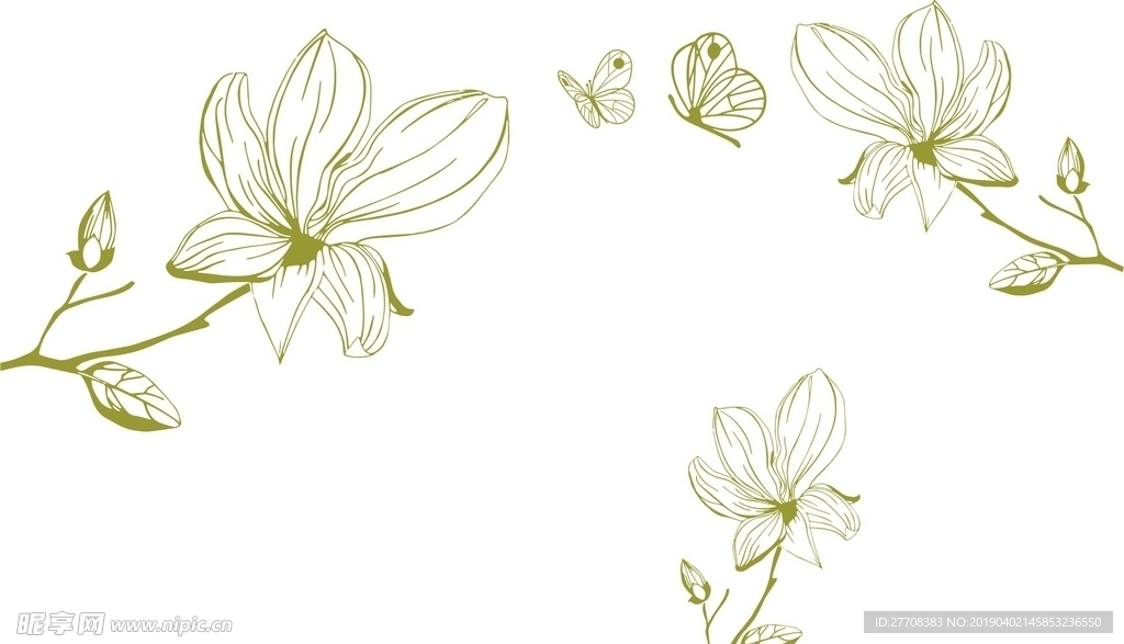 蝴蝶和小花刻绘图