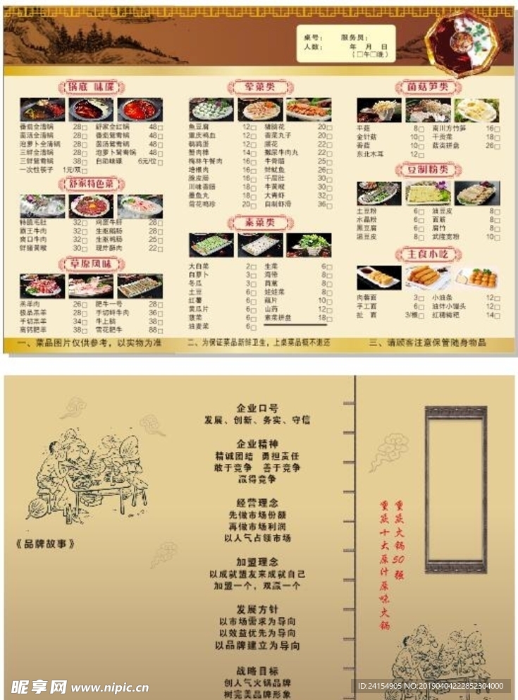 火锅菜单