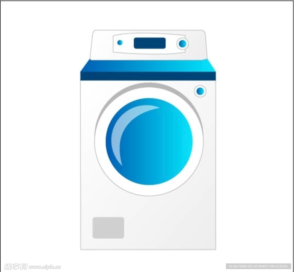 矢量蓝色洗衣机