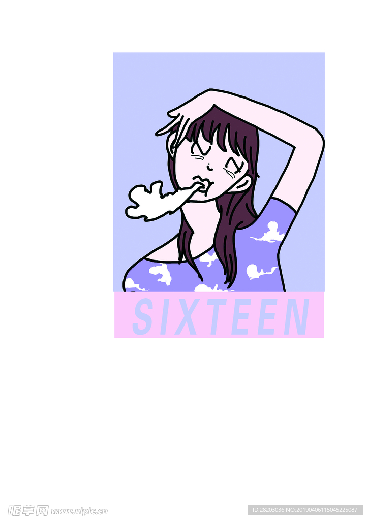 女人像吐烟
