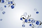 蓝色花朵花纹电视背景墙