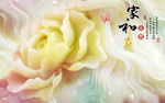 家和富贵玉雕花朵电视背景墙
