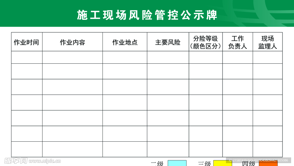 施工现场风险管控公示牌