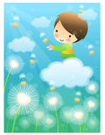 儿童 放飞 幼儿园  展板卡通