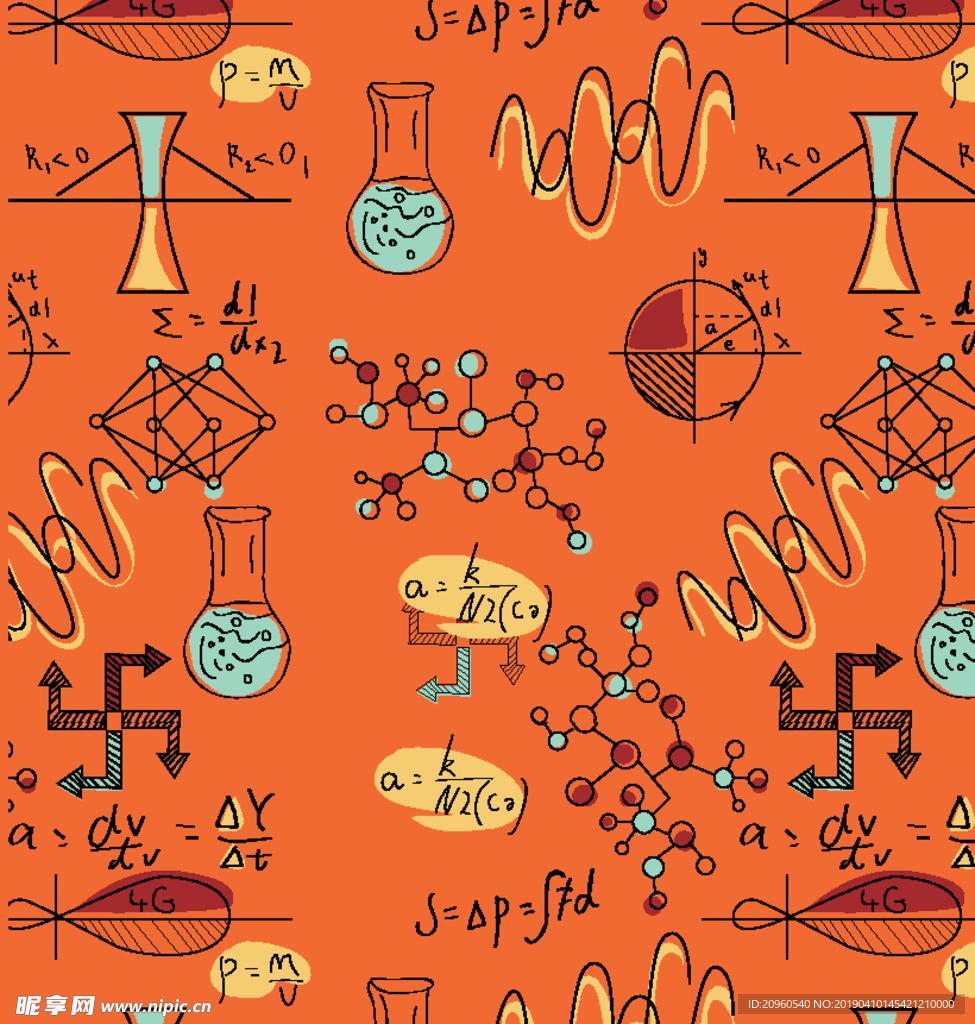 化学实验元素卡通平铺图
