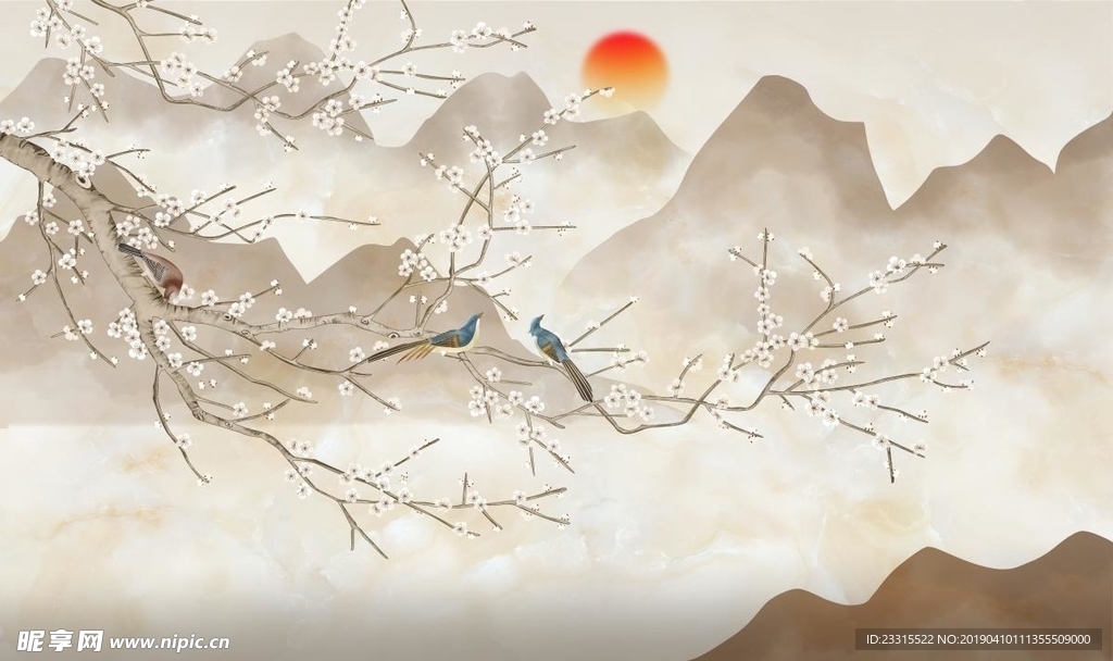 大理石石纹山水背景墙