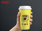 手拿饮料杯奶茶杯LOGO标志样