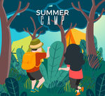 创意夏季野营人物背影