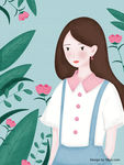 治愈 绘本 女孩 人物 插画