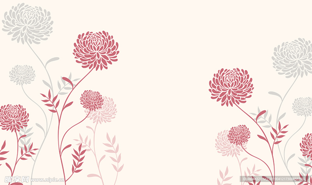 花朵花纹简约电视背景墙