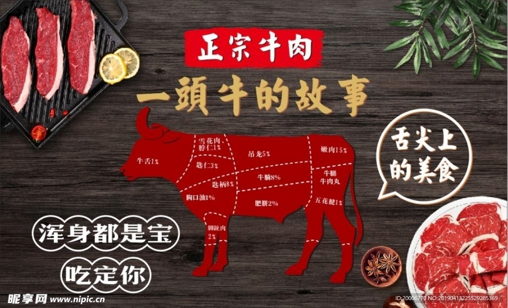 潮汕牛肉火锅美食海报