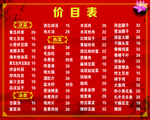 价目表
