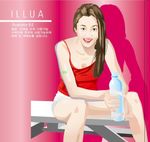 喝水的运动女人