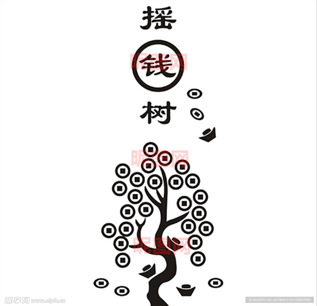 摇钱树CDR雕刻矢量图