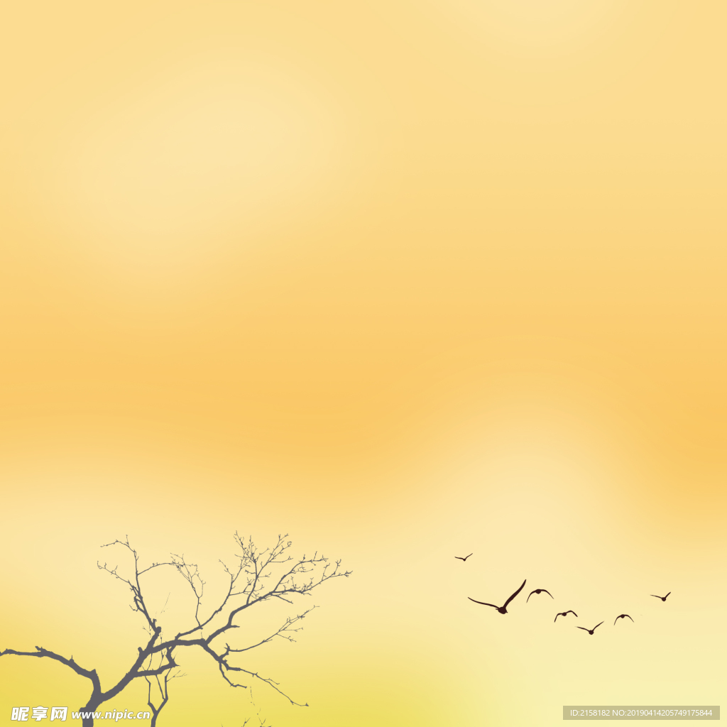 黄色 树 天空 黄昏 大雁