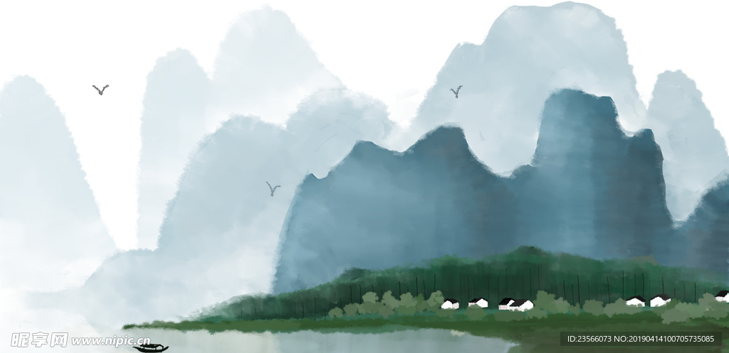 传统山水水墨画