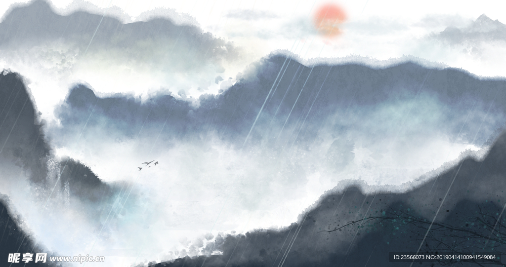 传统山水水墨画