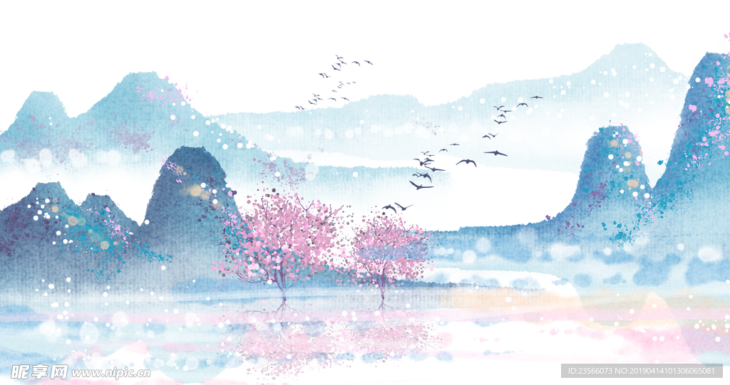 传统山水水墨画