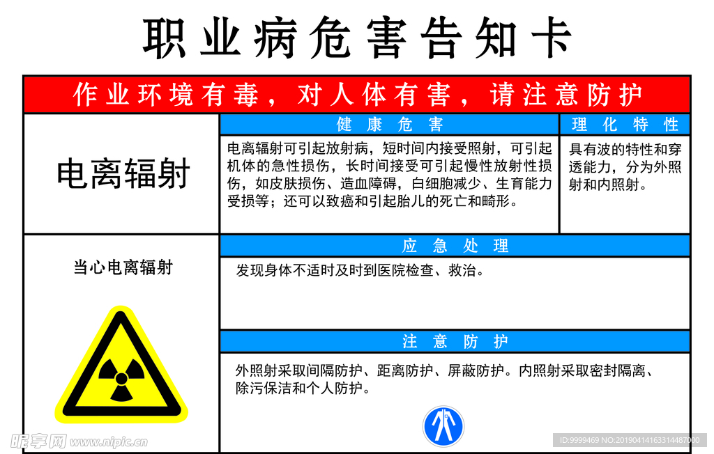 职业病危害告知卡 电离辐射