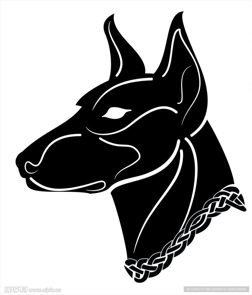 杜宾犬剪影矢量素材