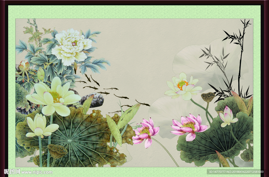 荷花国画