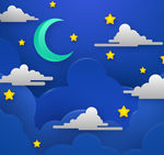 创意夜晚天空月亮和云朵