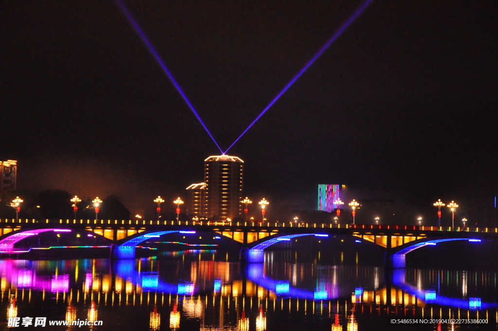 将乐金溪河夜景