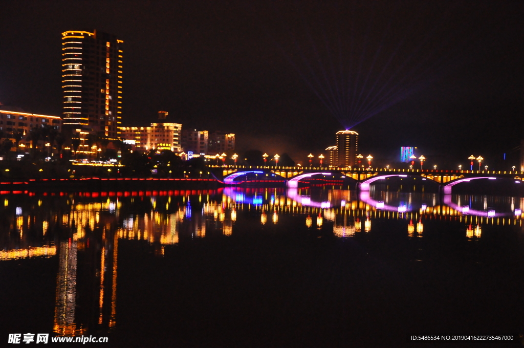 将乐金溪河夜景