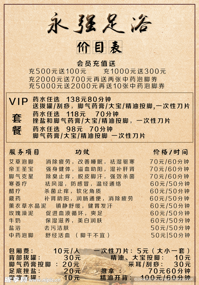 足浴价格