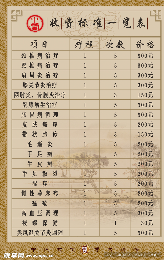 收费标准