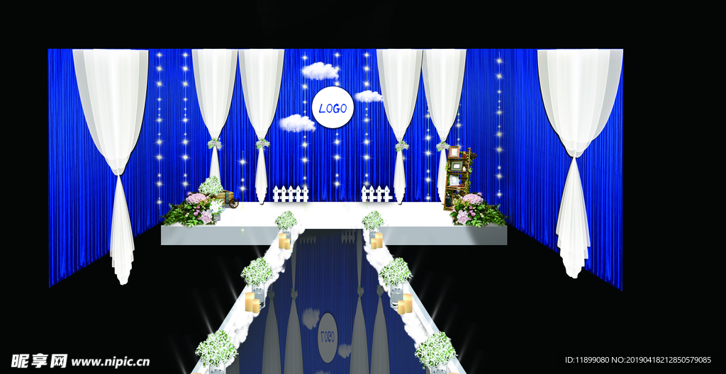 蓝色婚礼舞台效果图