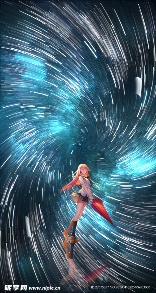 星空下的少女