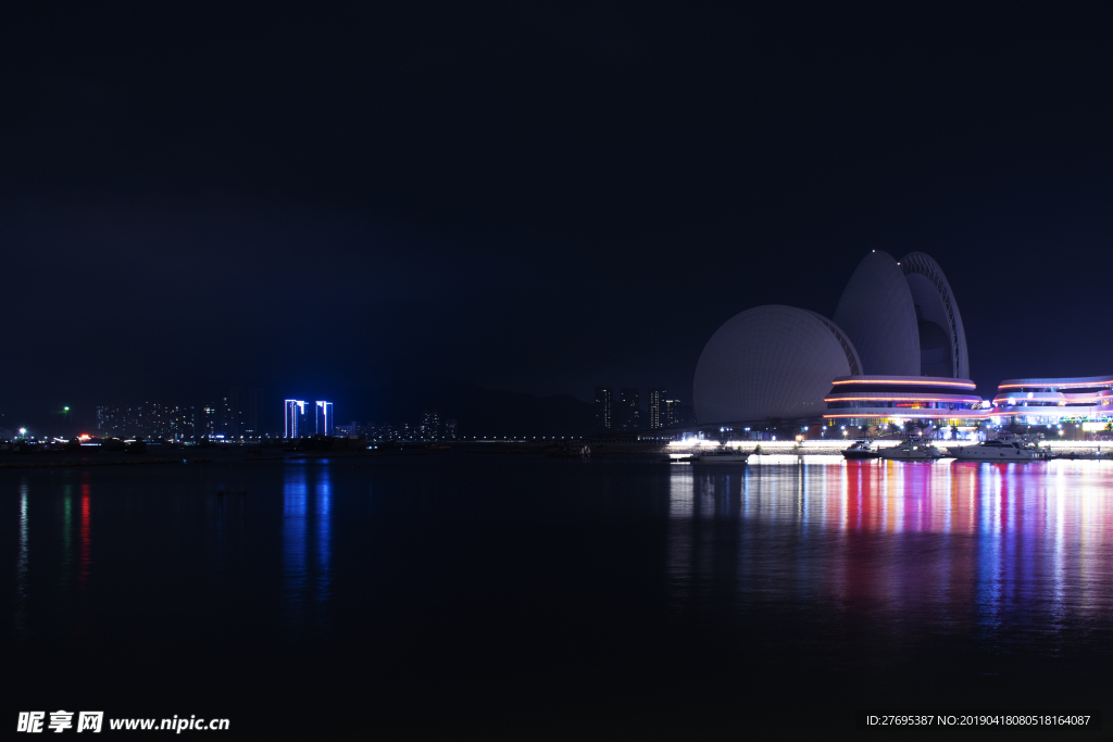 珠海 日月贝 夜景 城市 海边