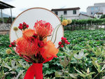 鲜花团扇