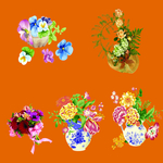 手绘鲜花花饰与花束