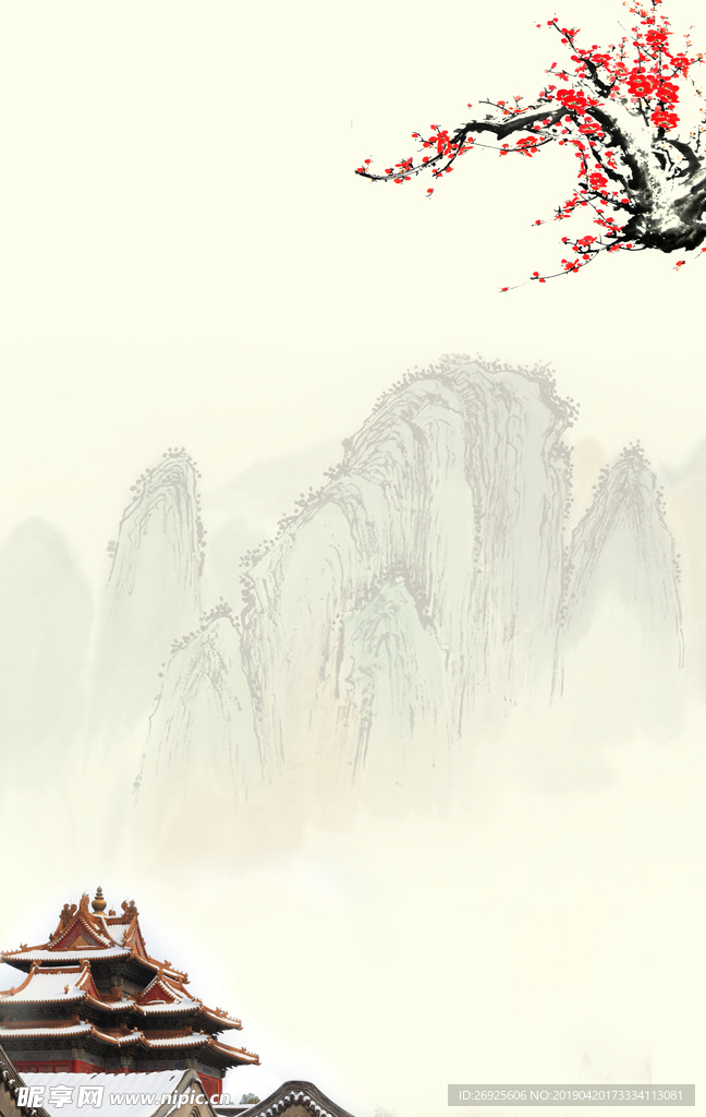 花鸟山水画 中国风 水墨工笔画