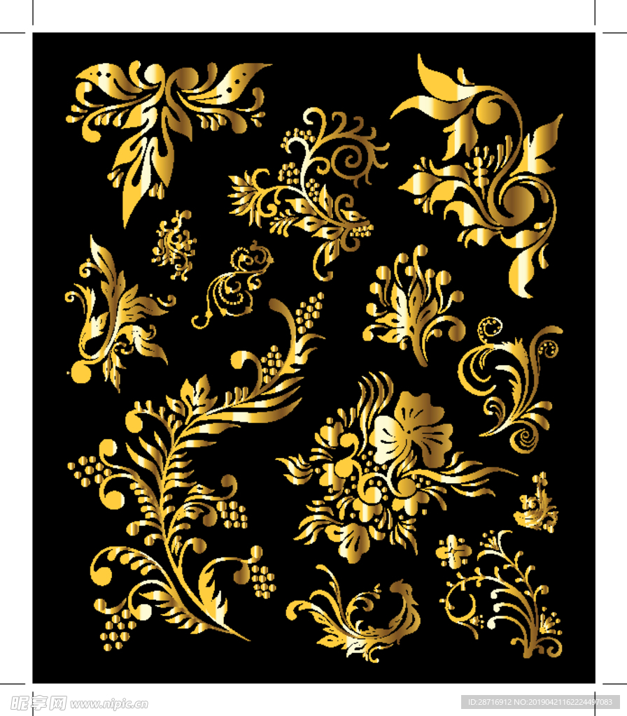 欧式金色花纹
