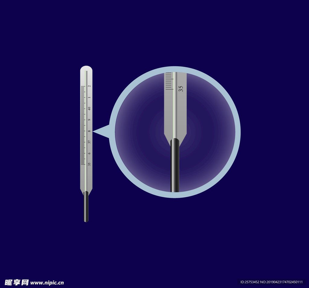 手绘体温计热学物理图