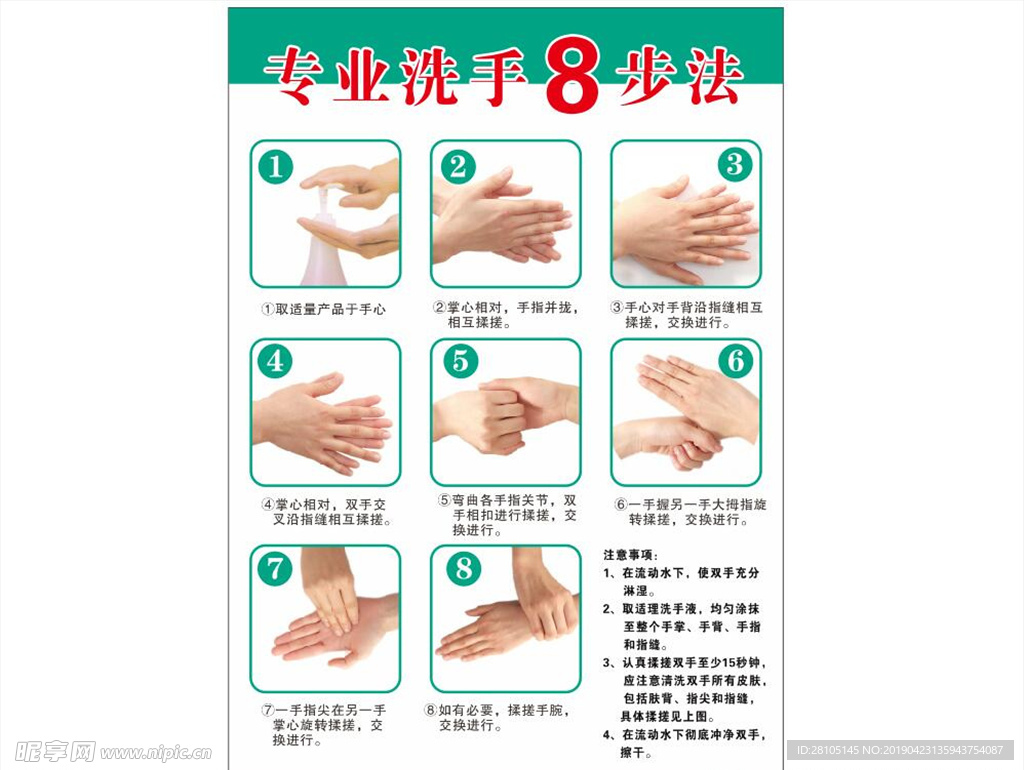 专业洗手8步法