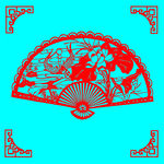 莲年有余扇子剪纸