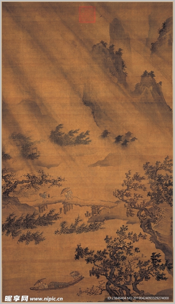 明 戴進 風雨歸舟軸