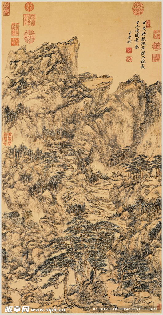 清 王原祁 仿王蒙夏日山居圖